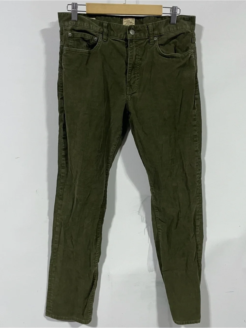 J. Crew Olive Corduroy Slim Trousers
